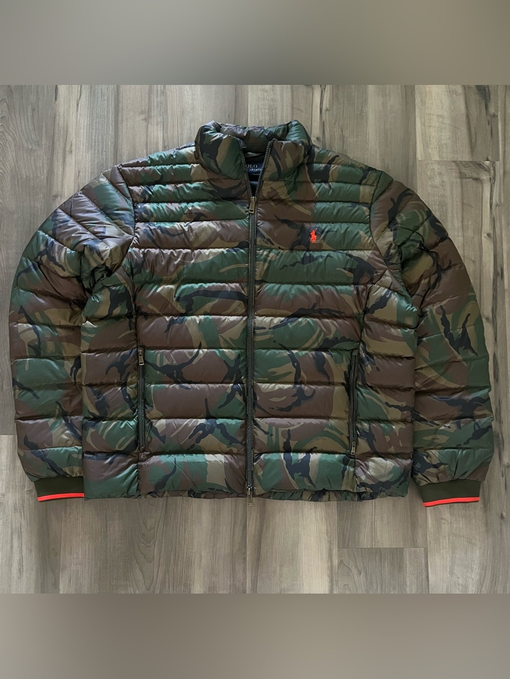 Polo Ralph Lauren Camo Down Puffer Jacket Men's XXL Woodland Camouflage Full Zip